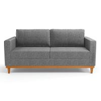 Sofá 03 Lugares Linho Base Madeira Castanho A26 Grafite - 7