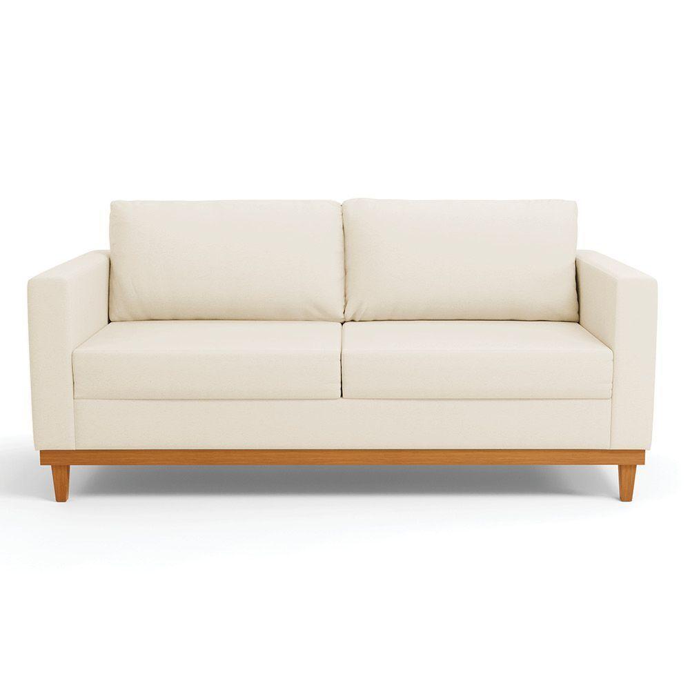 Sofá 03 Lugares Linho Base Madeira Castanho A19 Bege - 7