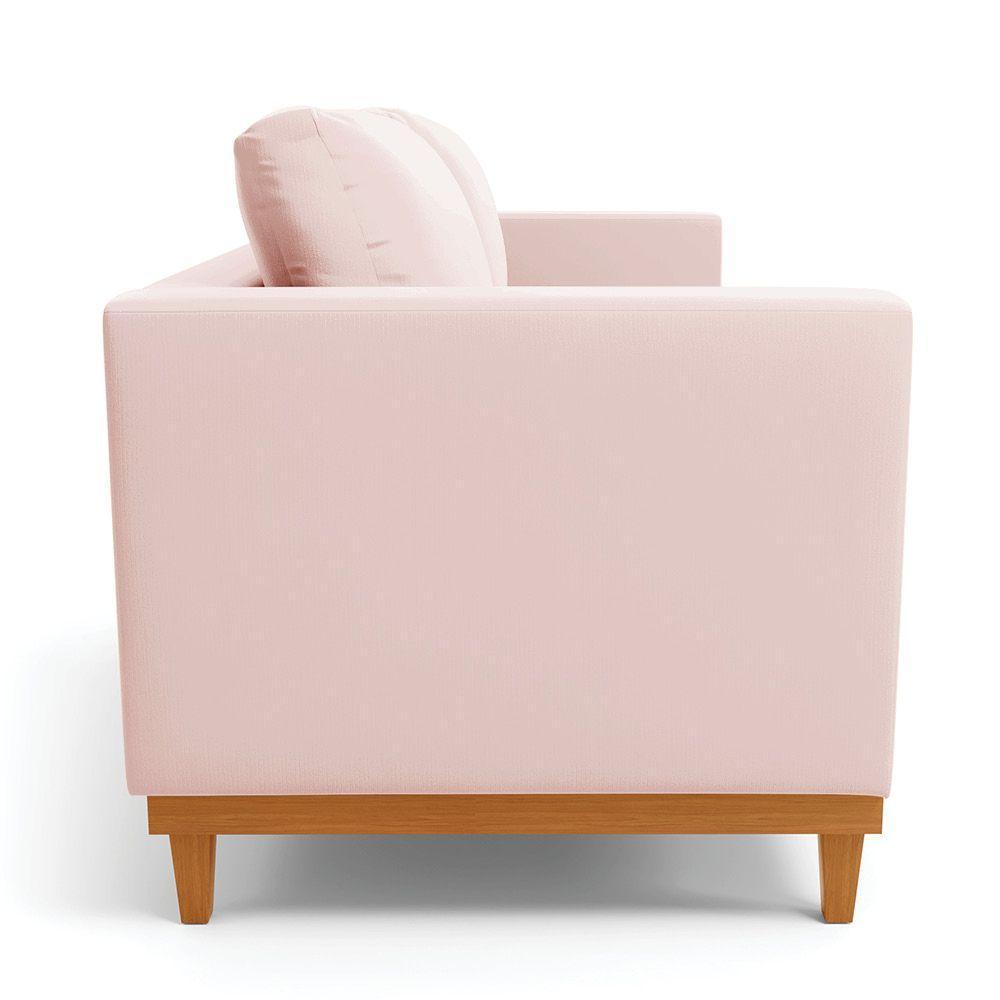 Sofá 03 Lugares Juliette Veludo Base Madeira Castanho Rose - 6