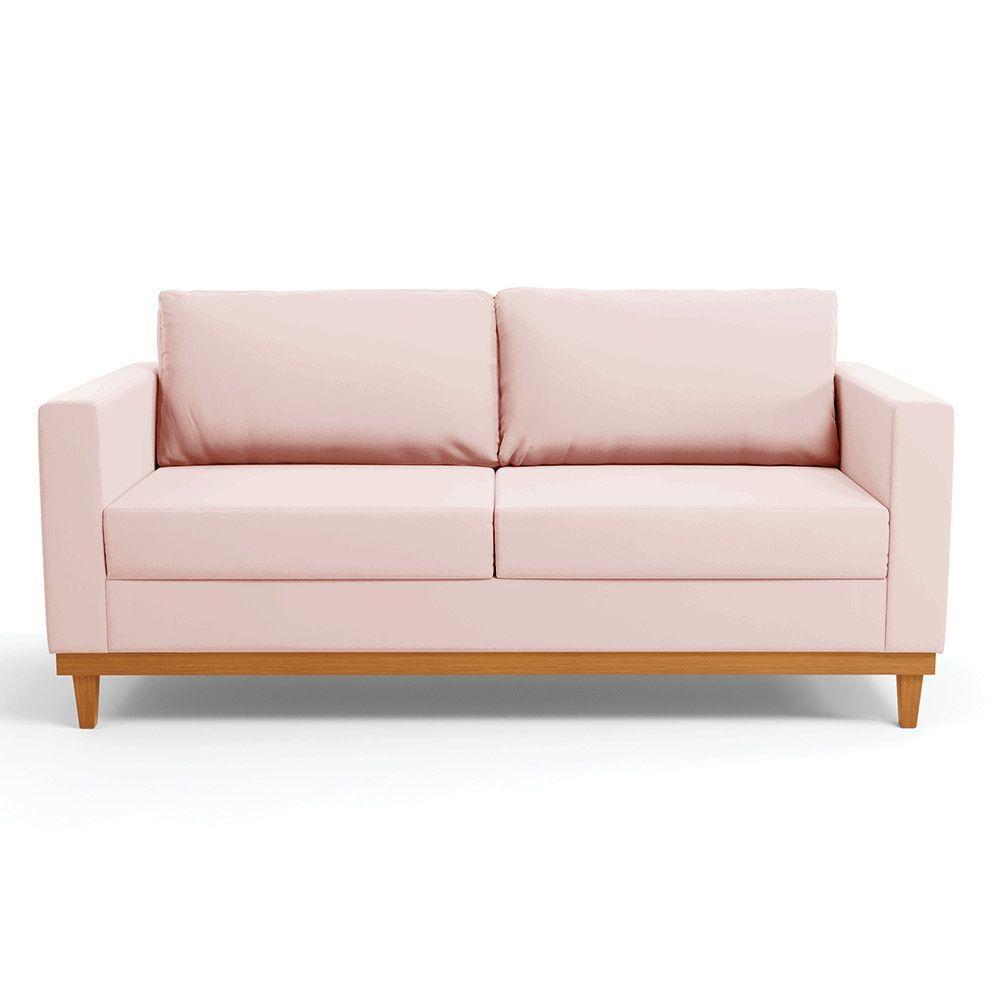 Sofá 03 Lugares Juliette Veludo Base Madeira Castanho Rose - 7