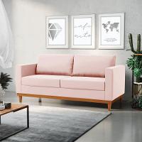 Sofá 03 Lugares Juliette Veludo Base Madeira Castanho Rose - 8