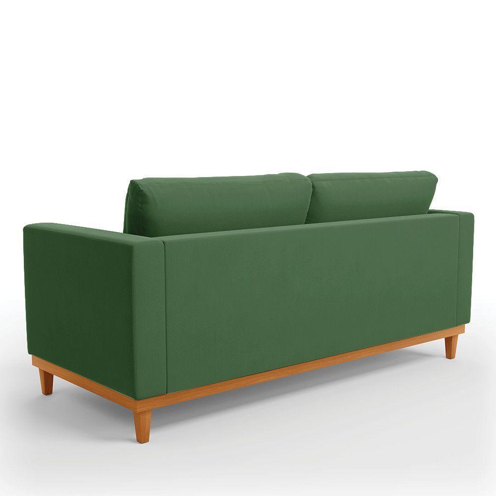 Sofá 03 Lugares Juliette Base Madeira Castanho Cor Verde - 5