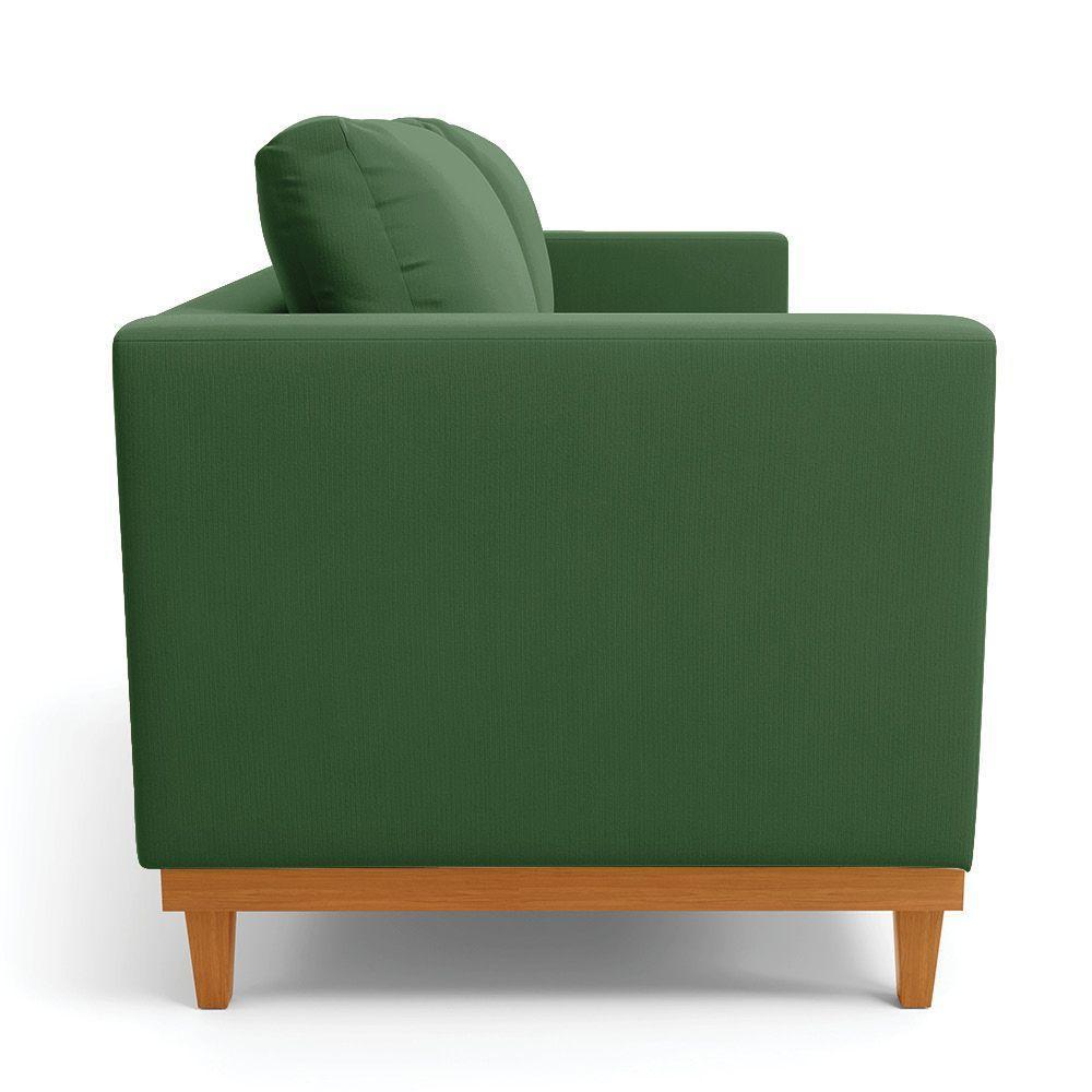 Sofá 03 Lugares Juliette Base Madeira Castanho Cor Verde - 6