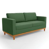 Sofá 03 Lugares Juliette Base Madeira Castanho Cor Verde - 1
