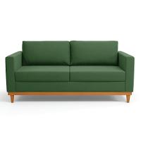 Sofá 03 Lugares Juliette Base Madeira Castanho Cor Verde - 7