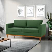 Sofá 03 Lugares Juliette Base Madeira Castanho Cor Verde - 8