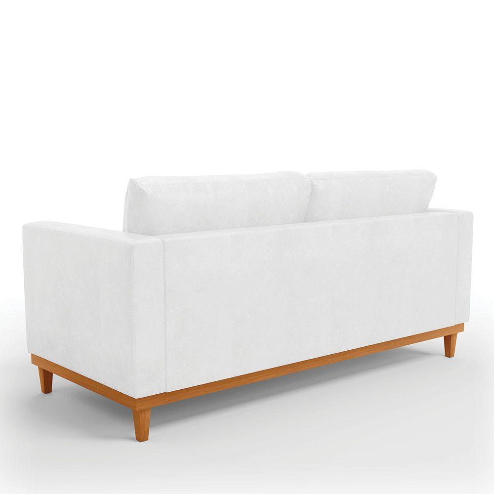 Sofá 03 Lugares Julietteano Base Madeira Castanho Branco - 7