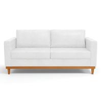 Sofá 03 Lugares Julietteano Base Madeira Castanho Branco - 2