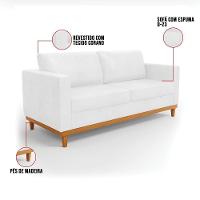 Sofá 03 Lugares Julietteano Base Madeira Castanho Branco - 6