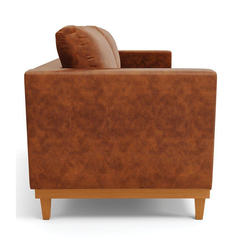 Sofá 03 Lugares Julietteano Base Madeira Castanho Nozes - 6