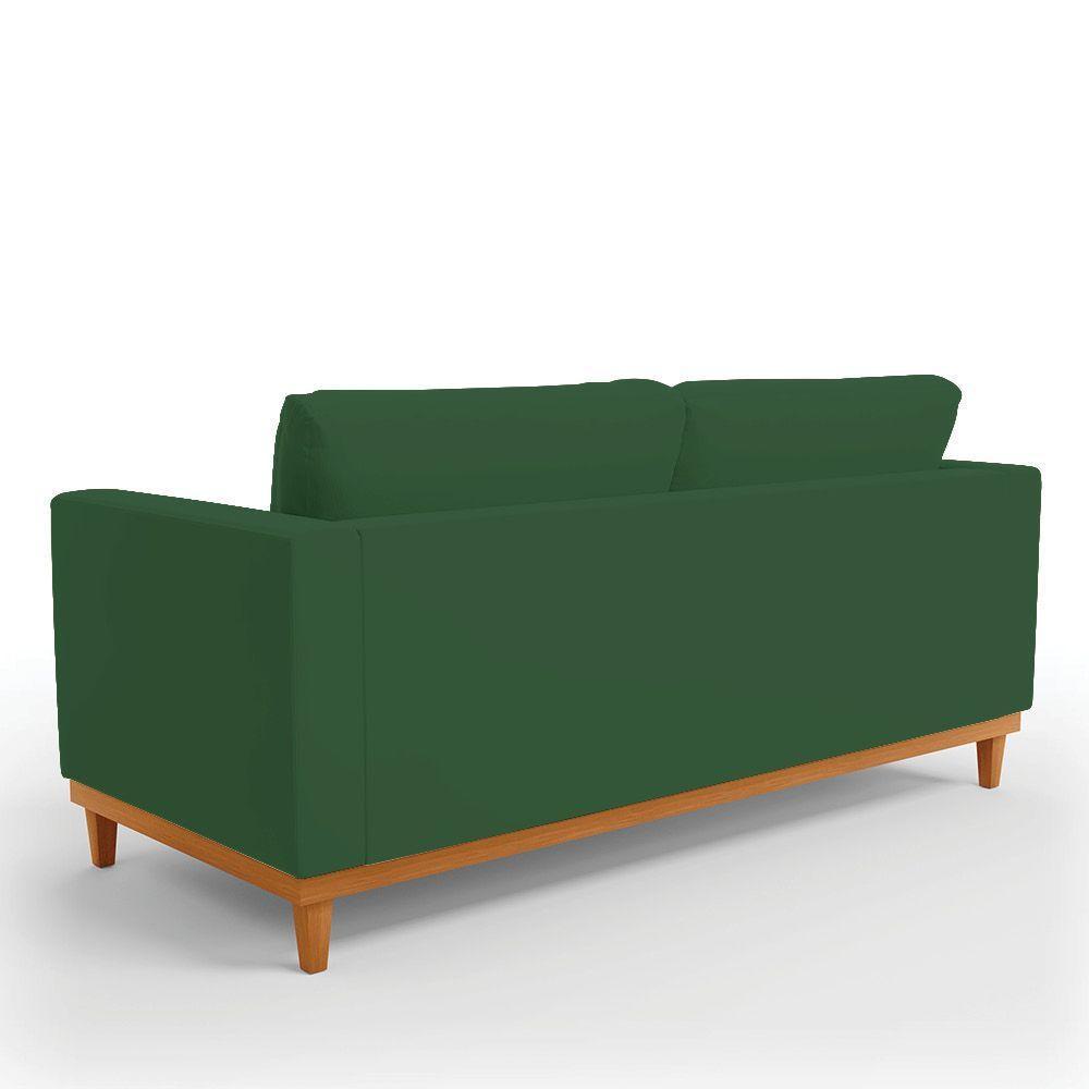Sofá 03 Lugares Juliette Veludo Base Madeira Castanho Verde - 5