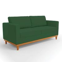 Sofá 03 Lugares Juliette Veludo Base Madeira Castanho Verde - 1