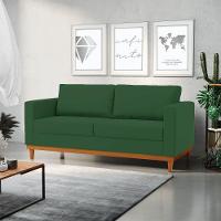 Sofá 03 Lugares Juliette Veludo Base Madeira Castanho Verde - 8