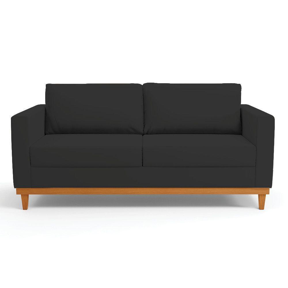 Sofá 03 Lugares Juliette Veludo Base Madeira Castanho Preto - 7