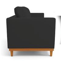 Sofá 03 Lugares Juliette Veludo Base Madeira Castanho Preto - 6