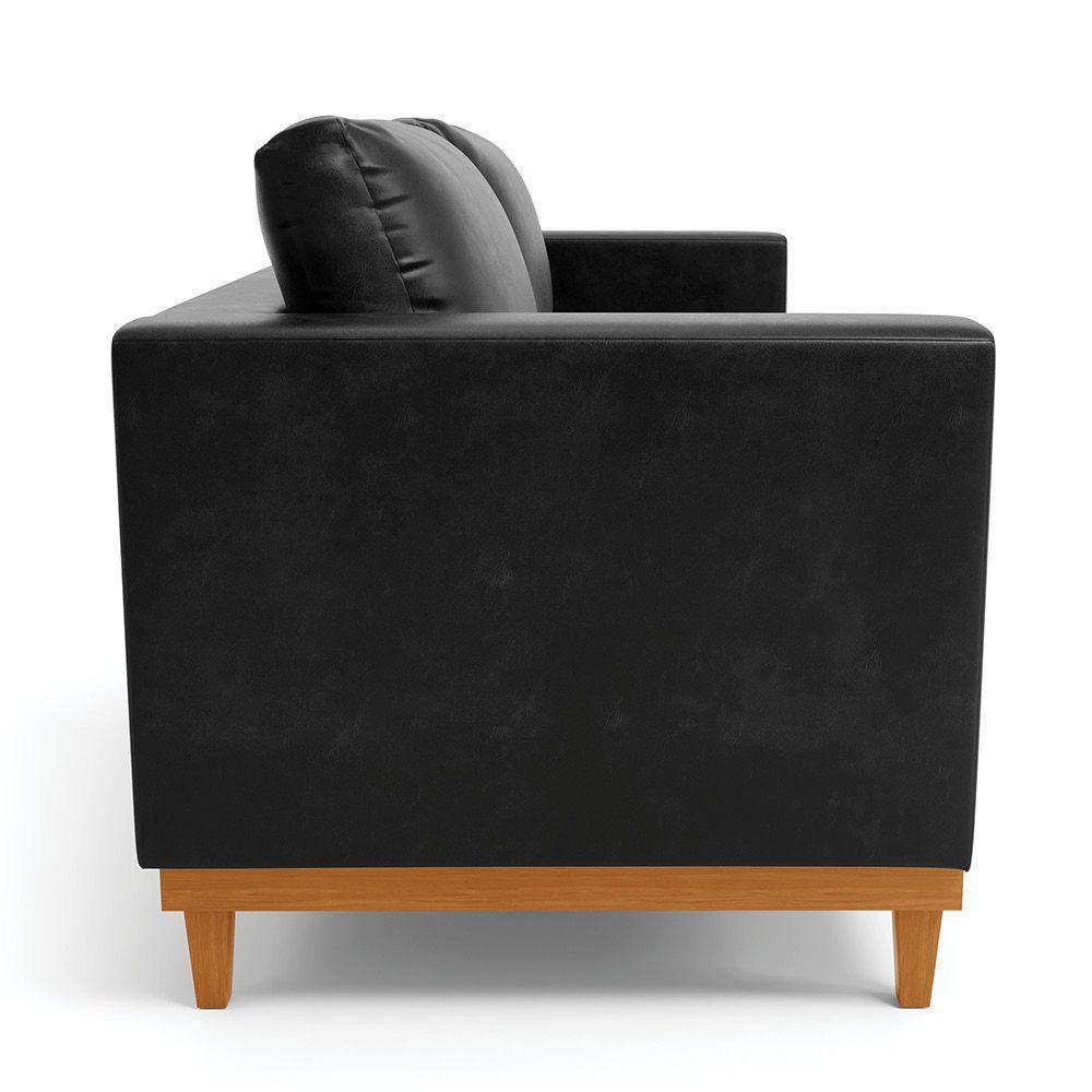 Sofá 03 Lugares Julietteano Base Madeira Castanho Preto - 6