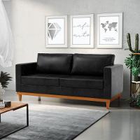 Sofá 03 Lugares Julietteano Base Madeira Castanho Preto - 8