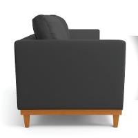 Sofá 03 Lugares Julietteino Base Madeira Castanho Preto - 6