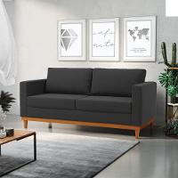 Sofá 03 Lugares Julietteino Base Madeira Castanho Preto - 8