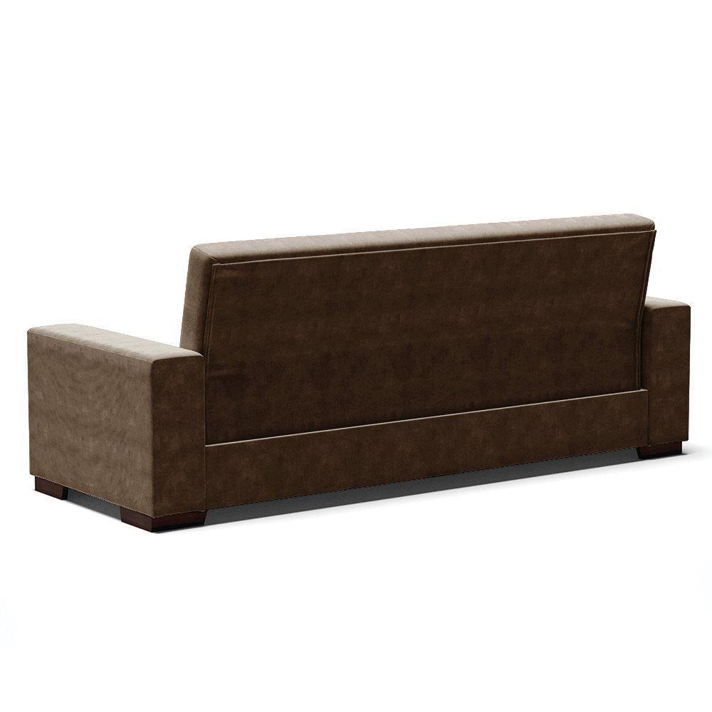 Sofá Cama 02 Lugares Lisboa Suede Pés De Madeira Cor Marrom - 5