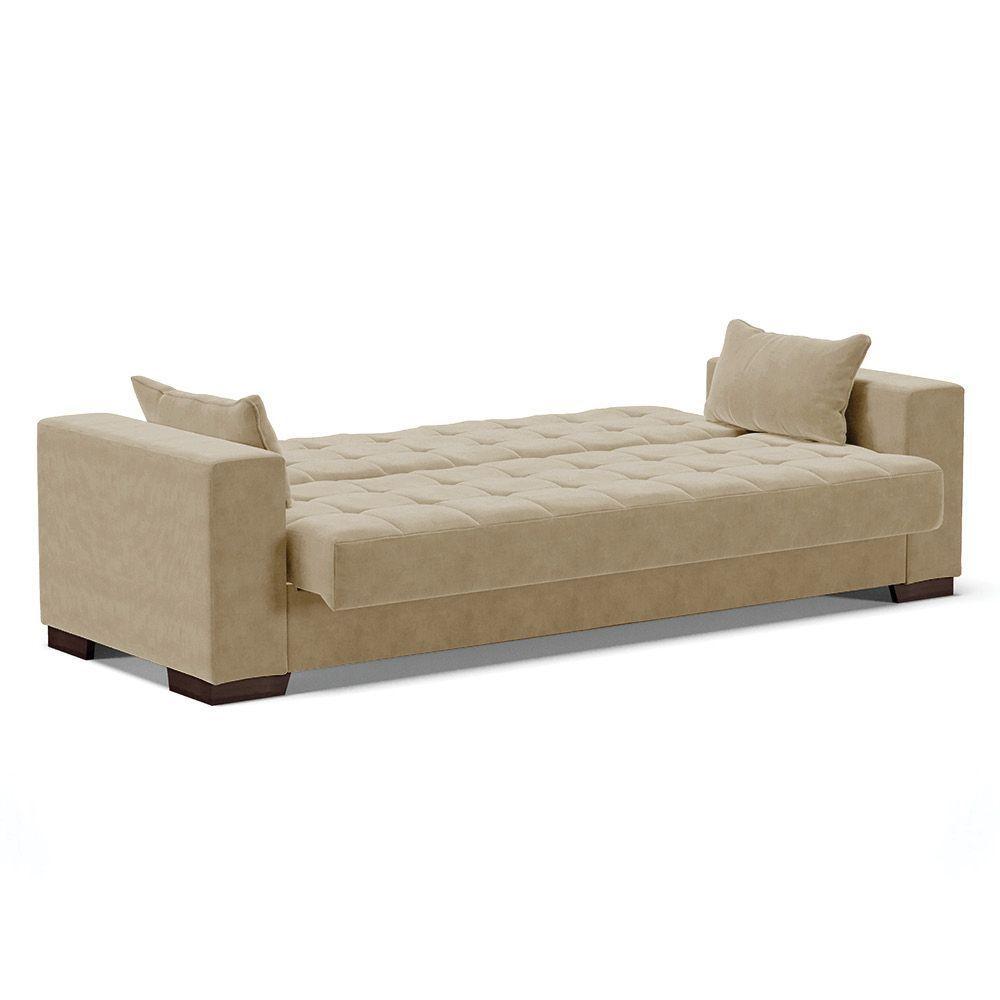 Sofá Cama 02 Lugares Lisboa Pés De Madeira Cor Marrom Rato - 7