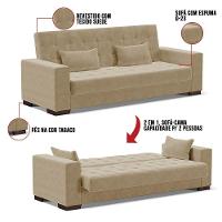 Sofá Cama 02 Lugares Lisboa Pés De Madeira Cor Marrom Rato