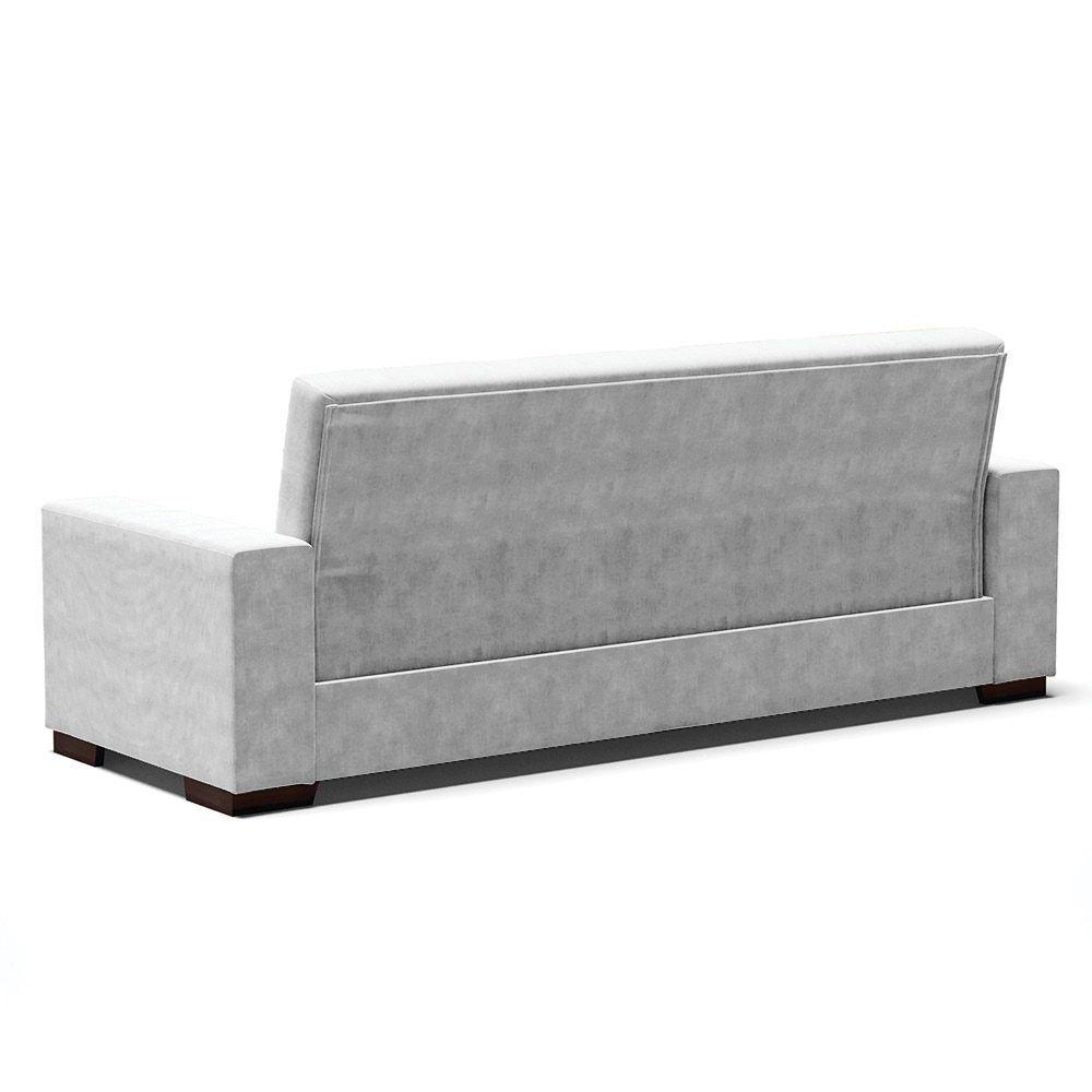 Sofá Cama 02 Lugares Lisboa Suede Pés De Madeira Cor Cinza - 5