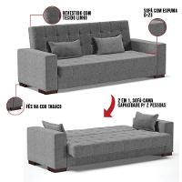 Sofá Cama 02 Lugares Lisboa Linho - D'Rossi Cor A26 Grafite - 2