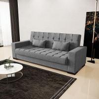 Sofá Cama 02 Lugares Lisboa Linho - D'Rossi Cor A26 Grafite - 8