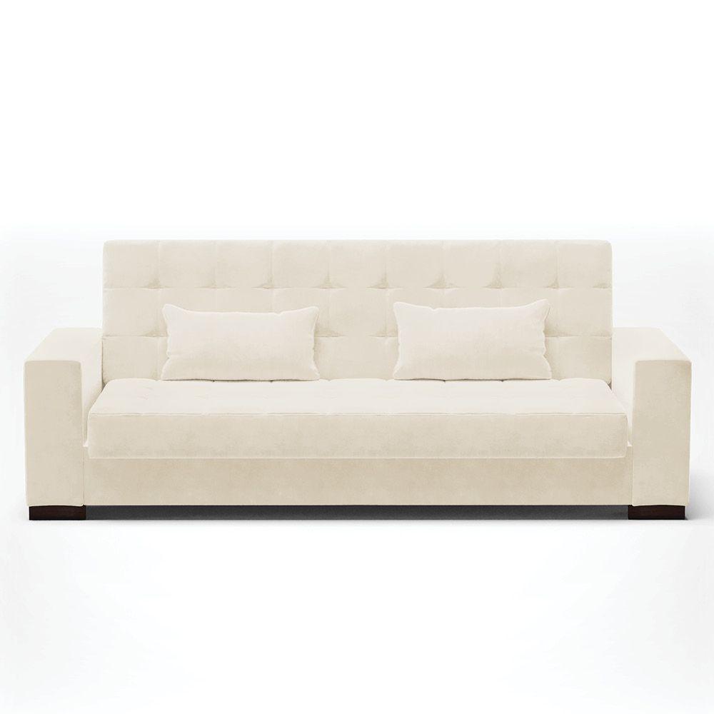 Sofá Cama 02 Lugares Lisboa Veludo - D'Rossi Cor Bege - 7