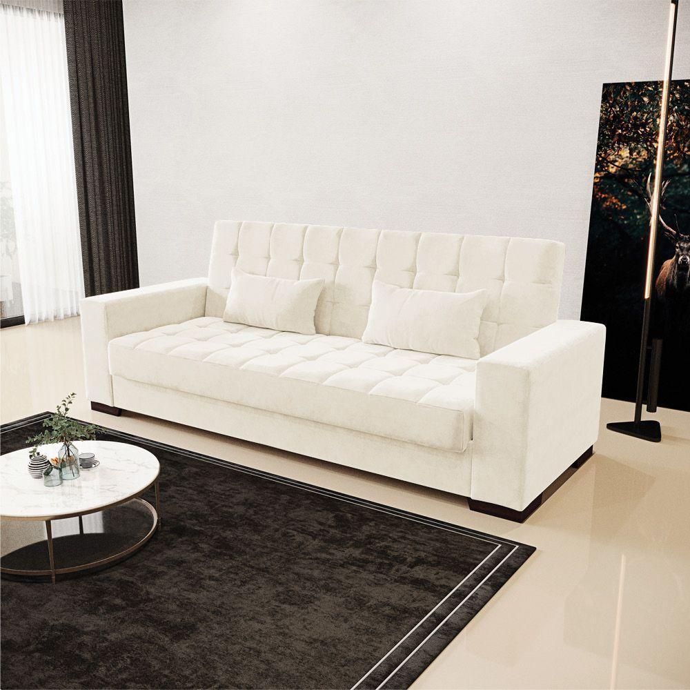 Sofá Cama 02 Lugares Lisboa Veludo - D'Rossi Cor Bege - 8