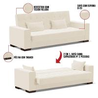 Sofá Cama 02 Lugares Lisboa Veludo - D'Rossi Cor Bege - 2