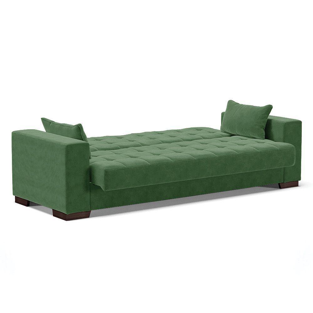 Sofá Cama 02 Lugares Lisboa Suede Pés De Madeira Cor Verde - 6
