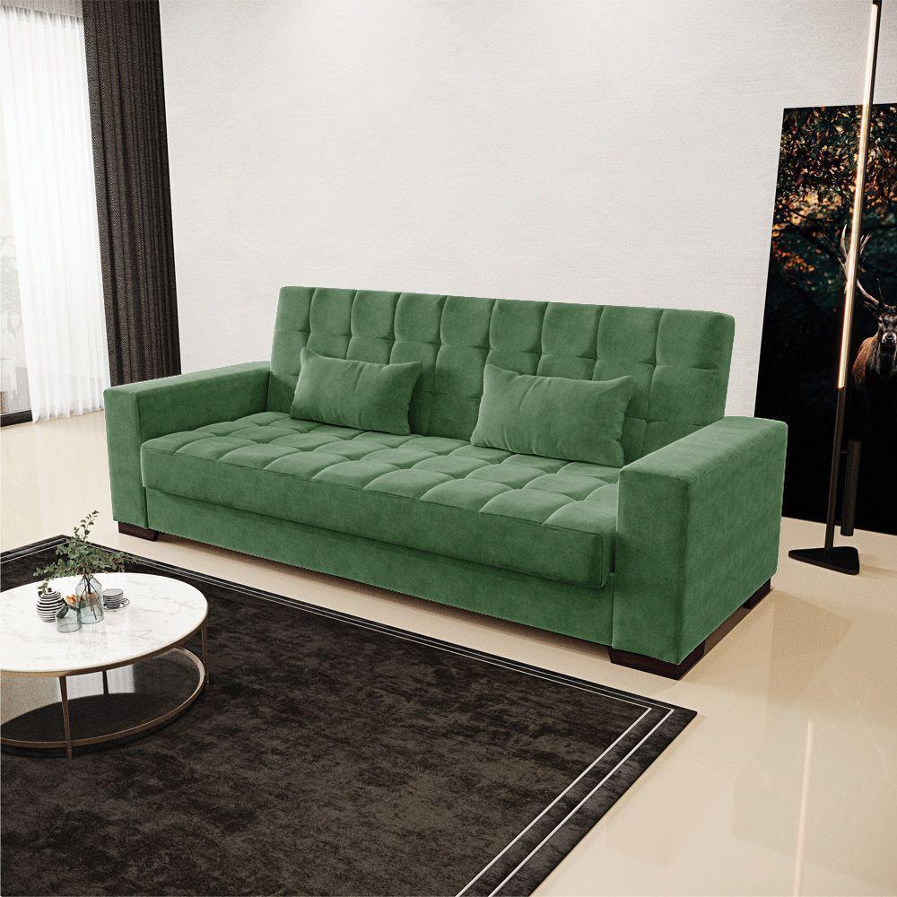 Sofá Cama 02 Lugares Lisboa Suede Pés De Madeira Cor Verde - 8