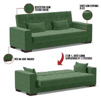 Sofá Cama 02 Lugares Lisboa Suede Pés De Madeira Cor Verde - 2