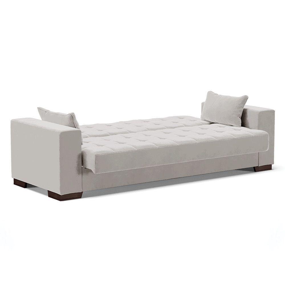 Sofá Cama 02 Lugares Lisboa Veludo - D'Rossi Cor Cinza - 6