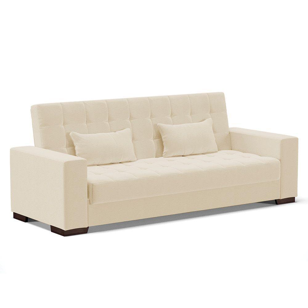 Sofá Cama 02 Lugares Lisboa Linho - D'Rossi Cor A19 Bege - 1