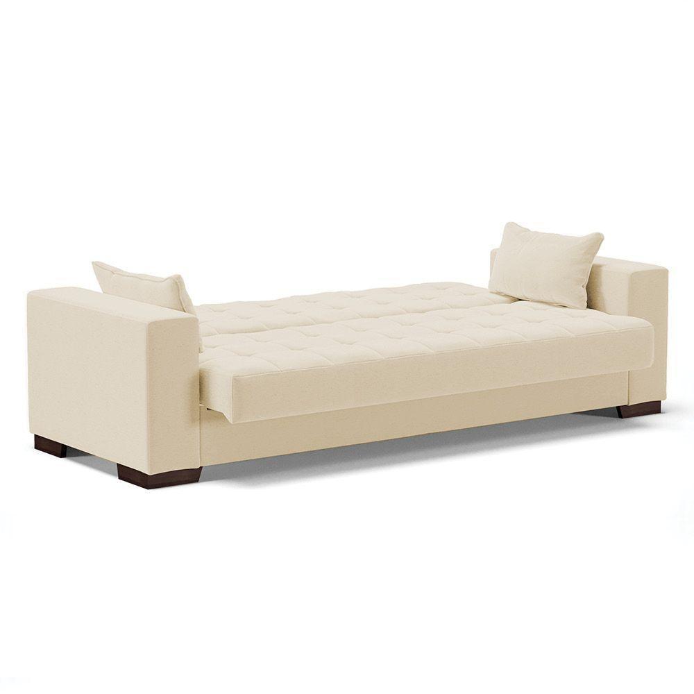 Sofá Cama 02 Lugares Lisboa Linho - D'Rossi Cor A19 Bege - 6