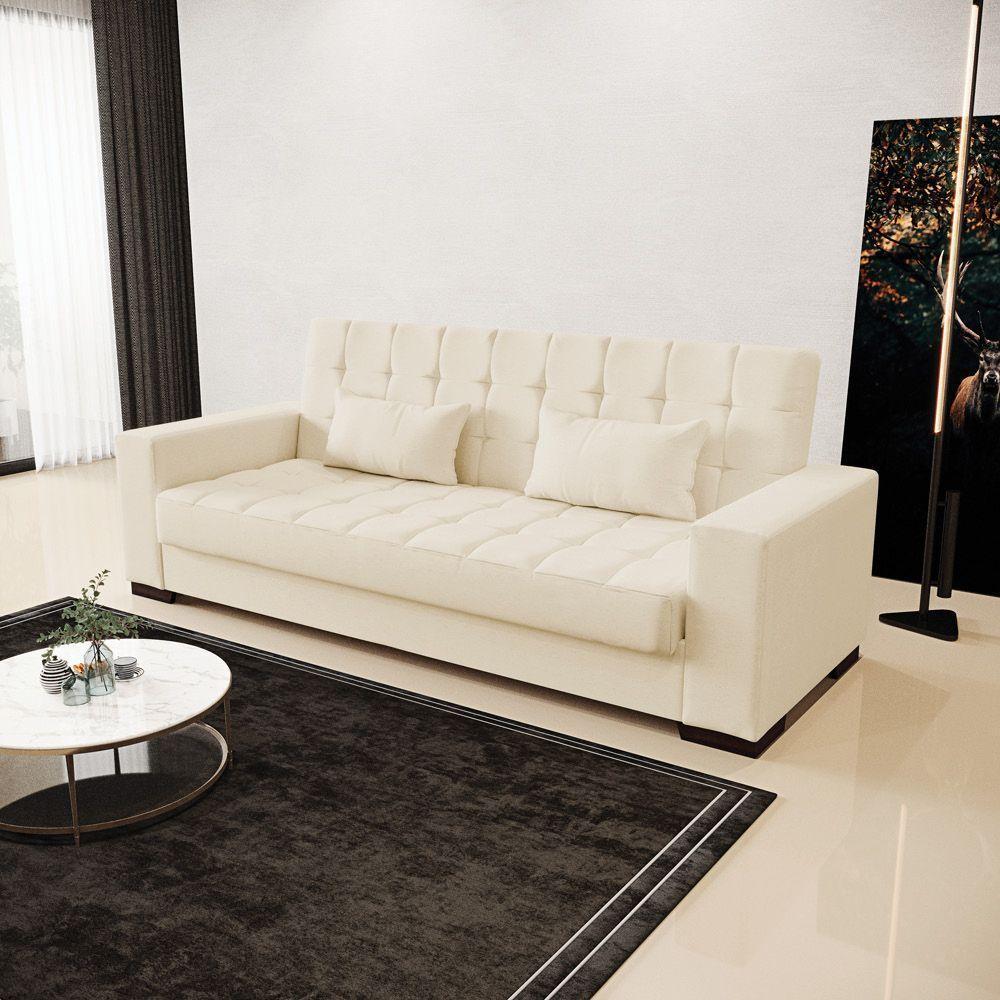 Sofá Cama 02 Lugares Lisboa Linho - D'Rossi Cor A19 Bege - 8