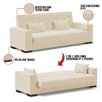 Sofá Cama 02 Lugares Lisboa Linho - D'Rossi Cor A19 Bege - 2