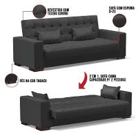 Sofá Cama 02 Lugares Lisboa Corino - D'Rossi Cor Preto - 2