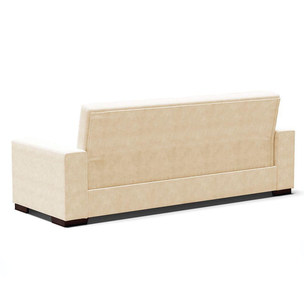 Sofá Cama 02 Lugares Lisboa Suede Pés De Madeira Cor Bege - 5