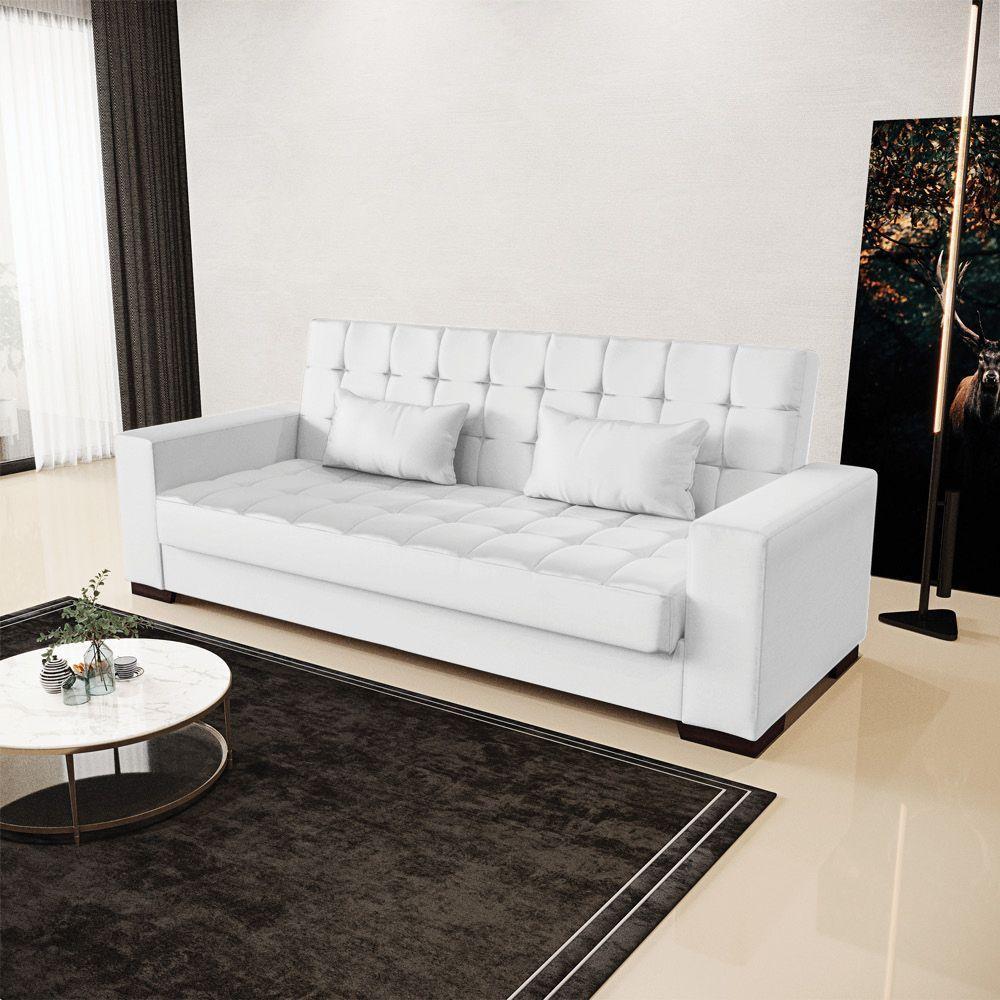Sofá Cama 02 Lugares Lisboa Corino - D'Rossi Cor Branco - 8