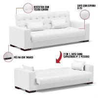 Sofá Cama 02 Lugares Lisboa Corino - D'Rossi Cor Branco - 2