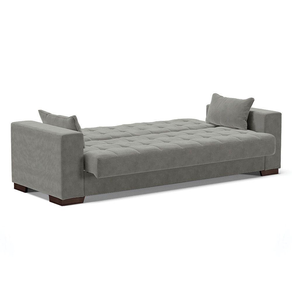 Sofá Cama 02 Lugares Lisboa Suede Pés De Madeira Cor Grafite - 6