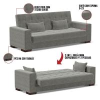 Sofá Cama 02 Lugares Lisboa Suede Pés De Madeira Cor Grafite - 2