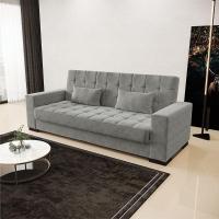 Sofá Cama 02 Lugares Lisboa Suede Pés De Madeira Cor Grafite - 8