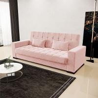 Sofá Cama 02 Lugares Lisboa Veludo - D'Rossi Cor Rose - 8