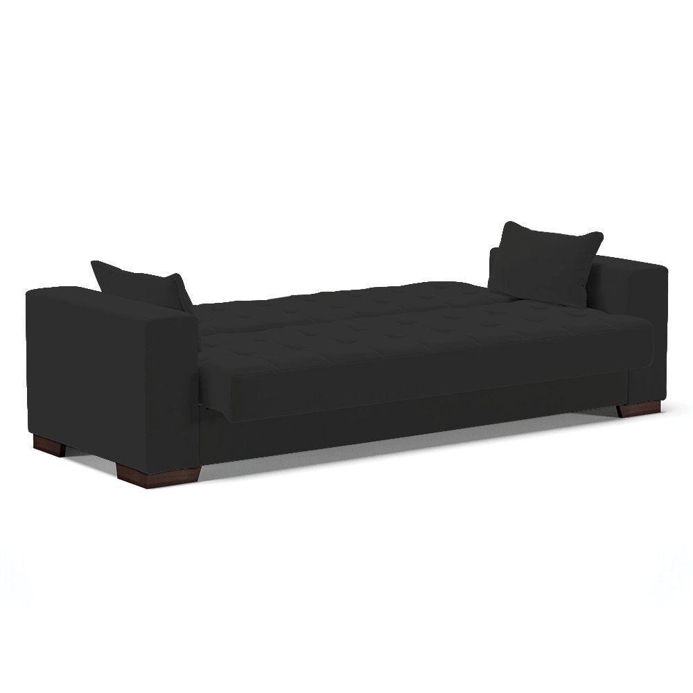 Sofá Cama 02 Lugares Lisboa Veludo - D'Rossi Cor Preto - 6