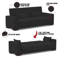 Sofá Cama 02 Lugares Lisboa Veludo - D'Rossi Cor Preto - 2